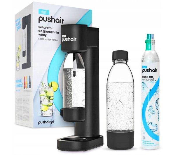 DAFI PushAir Saturator z nabojem Co2 + 2 butelki 0,7l czarny - 1484387 - zdjęcie
